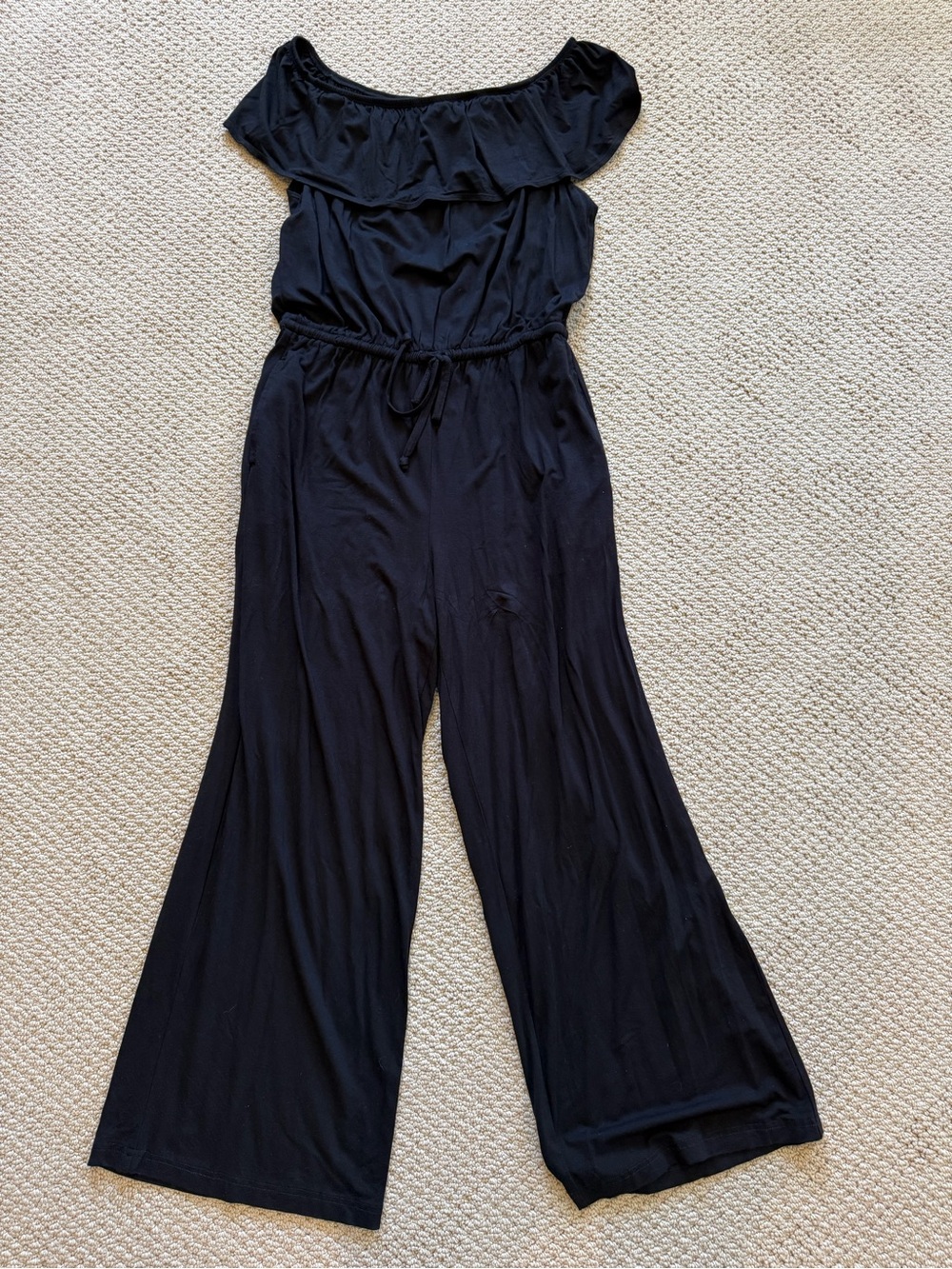 Max Studio Black Off-Shoulder Wide-Leg Jumpsuit